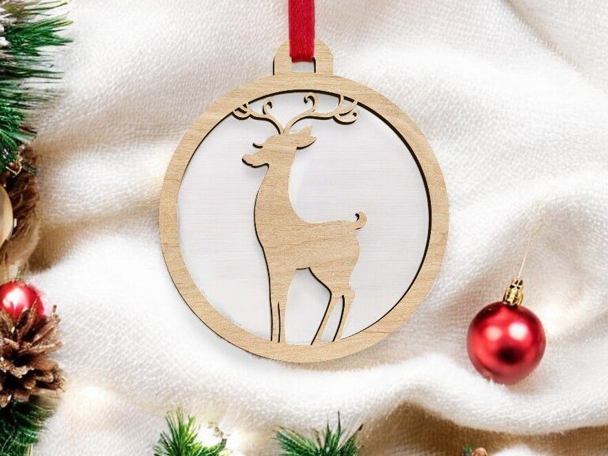 Σετ των 3 Intra απο ξύλο plywood 3mm-4mm πάχος – Διακόσμηση χριστουγεννιάτικου δέντρου με στολίδια ελαφιών 25x25 cm INTRAVECTRY-MY552537