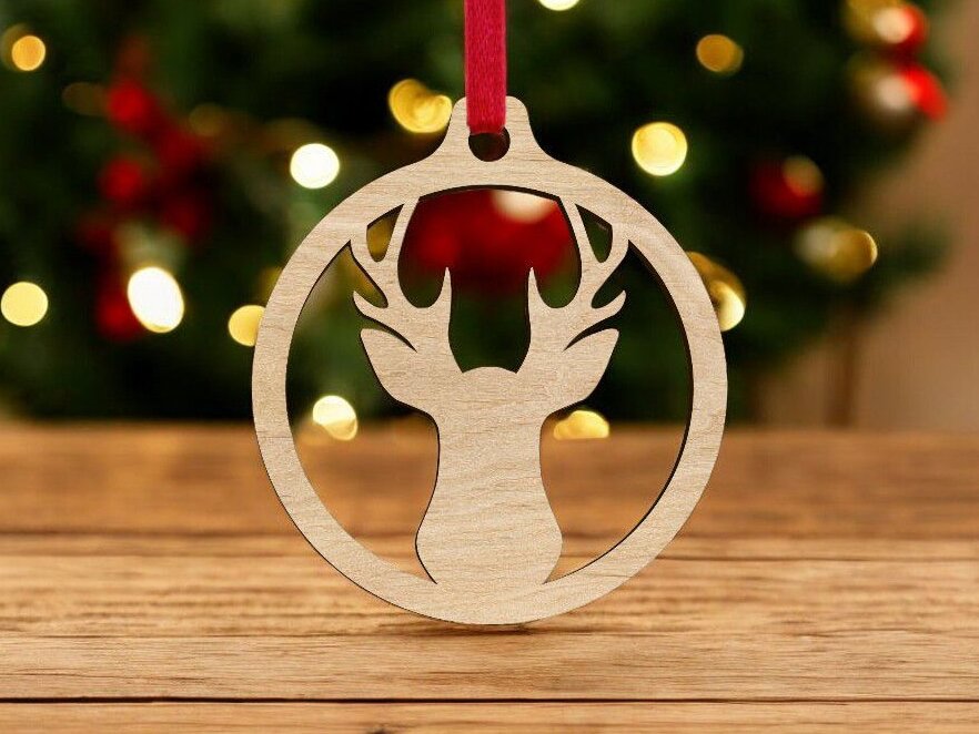 Σετ των 3 Intra απο ξύλο plywood 3mm-4mm πάχος – Μπιχλιμπίδι με κεφάλι ταράνδου 35x40 cm INTRAVECTRY-MY549354