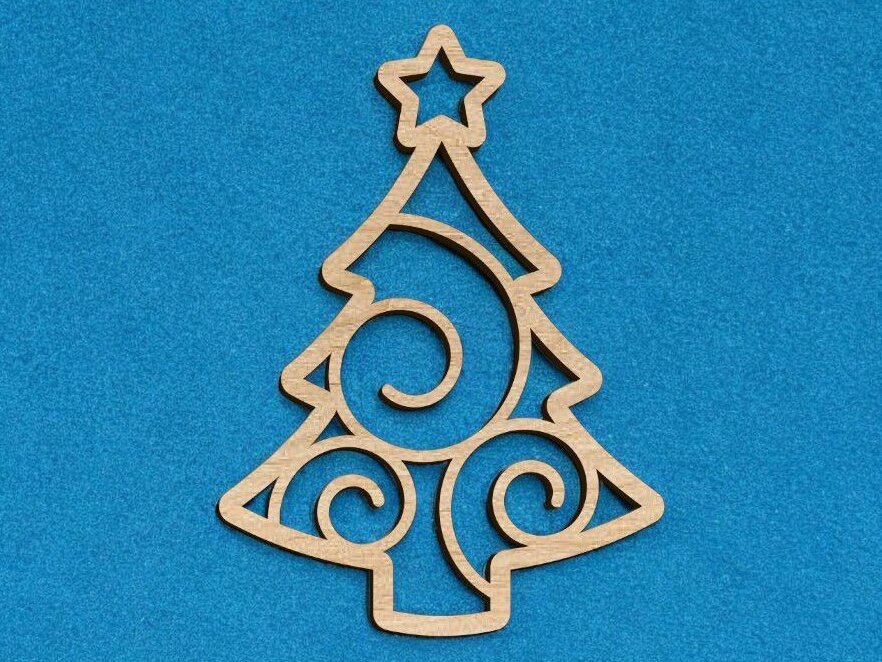 Σετ των 3 Intra απο ξύλο plywood 3mm-4mm πάχος – Σπειροειδής στολίδι Χριστουγεννιάτικου Δέντρου 40x45 cm INTRAVECTRY-MY552686