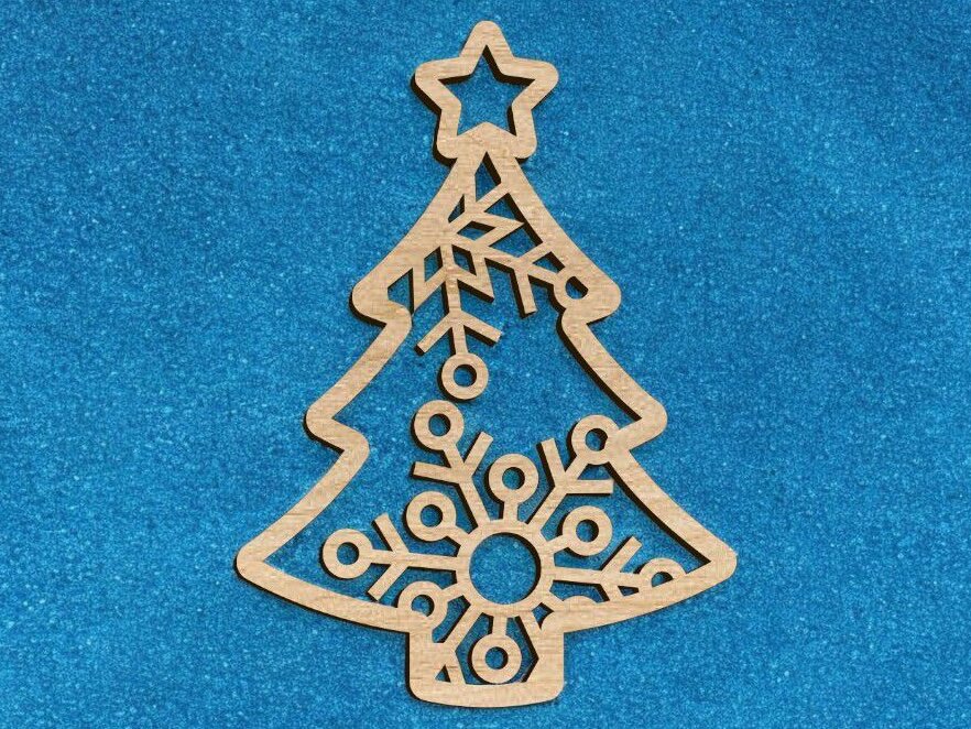 Σετ των 3 Intra απο ξύλο plywood 3mm-4mm πάχος – Στολίδι Χριστουγεννιάτικου Δέντρου με νιφάδα χιονιού 25x30 cm INTRAVECTRY-MY550766