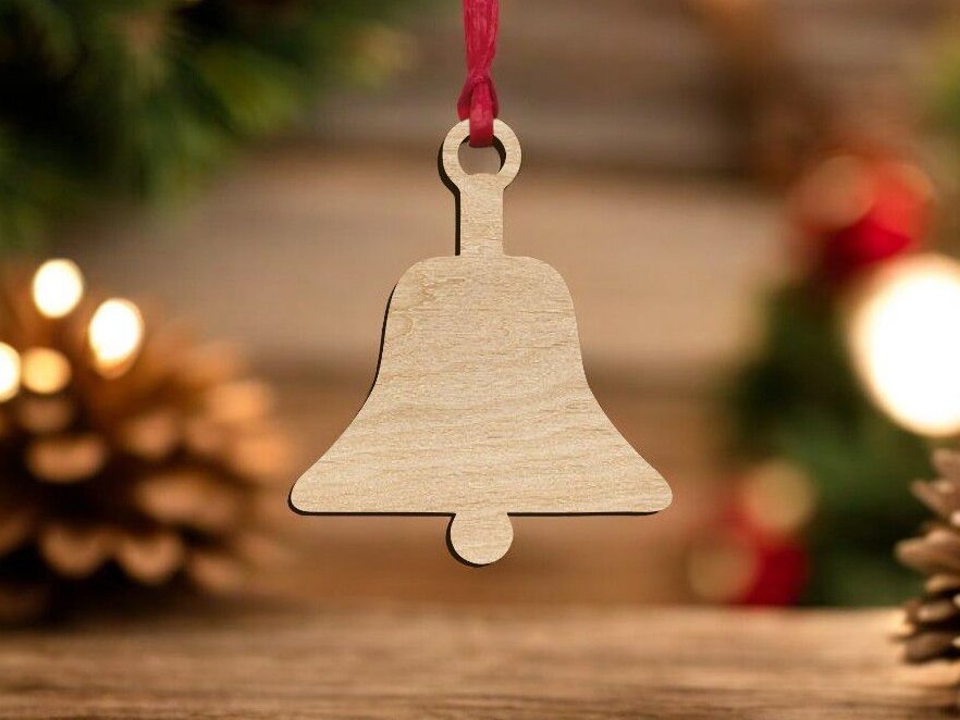 Σετ των 3 Intra απο ξύλο plywood 3mm-4mm πάχος – Παραδοσιακό κουδούνι στολίδι κενό κόψιμο 40x45 cm INTRAVECTRY-MY550079