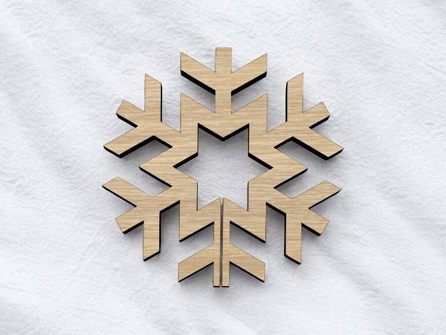 Σετ των 3 Intra απο ξύλο plywood 3mm-4mm πάχος – Σχέδιο αποκοπής νιφάδας χιονιού 40x45 cm INTRAVECTRY-MY548547