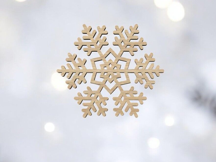 Intra απο ξύλο plywood 3mm-4mm πάχος – Ξύλινη Διακόσμηση Πρωτοχρονιάς με νιφάδες χιονιού 25x30 cm INTRAVECTRY-MY552087