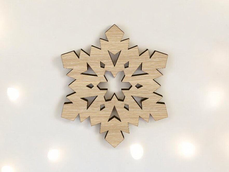 Σετ των 3 Intra απο ξύλο plywood 3mm-4mm πάχος – Χριστουγεννιάτικη διακόσμηση με ξύλινη νιφάδα χιονιού 35x40 cm INTRAVECTRY-MY558205