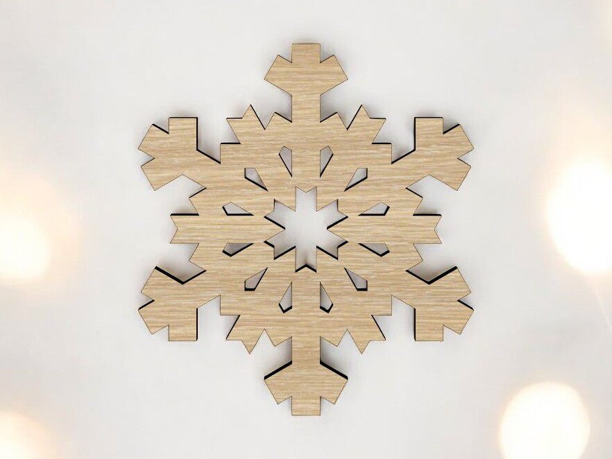 Σετ των 3 Intra απο ξύλο plywood 3mm-4mm πάχος – Ημιτελές σχήμα αποκοπής νιφάδας χιονιού από ξύλο 25x25 cm INTRAVECTRY-MY542810