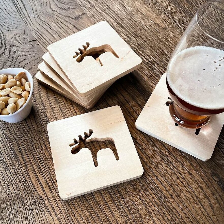 Intra απο ξύλο plywood 3mm-4mm πάχος – Σουβέρ για ποτό Moose 20x25 cm INTRAVECTRY-MY542832