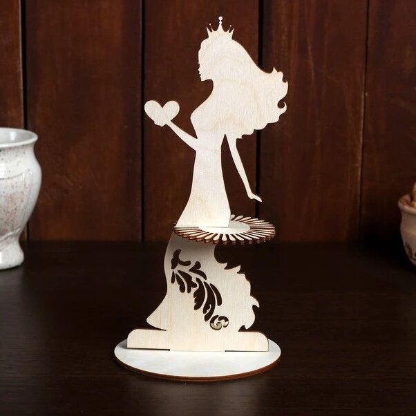 Intra απο ξύλο plywood 3mm-4mm πάχος – Στεφμένη νύφη με θήκη χαρτοπετσέτας καρδιάς 50x60 cm INTRAVECTRY-MY542841