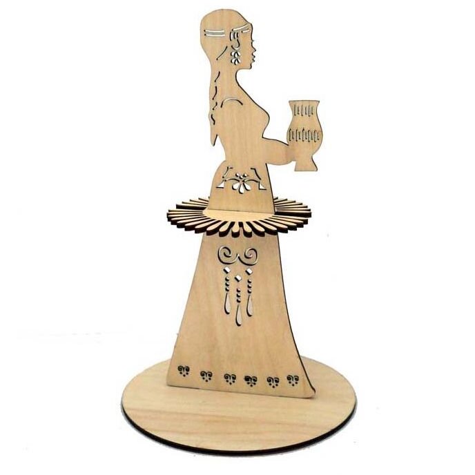 Intra απο ξύλο plywood 3mm-4mm πάχος – Παραδοσιακό κορίτσι με ξύλο θήκης χαρτοπετσέτας κανάτας 12x15 cm INTRAVECTRY-MY557712