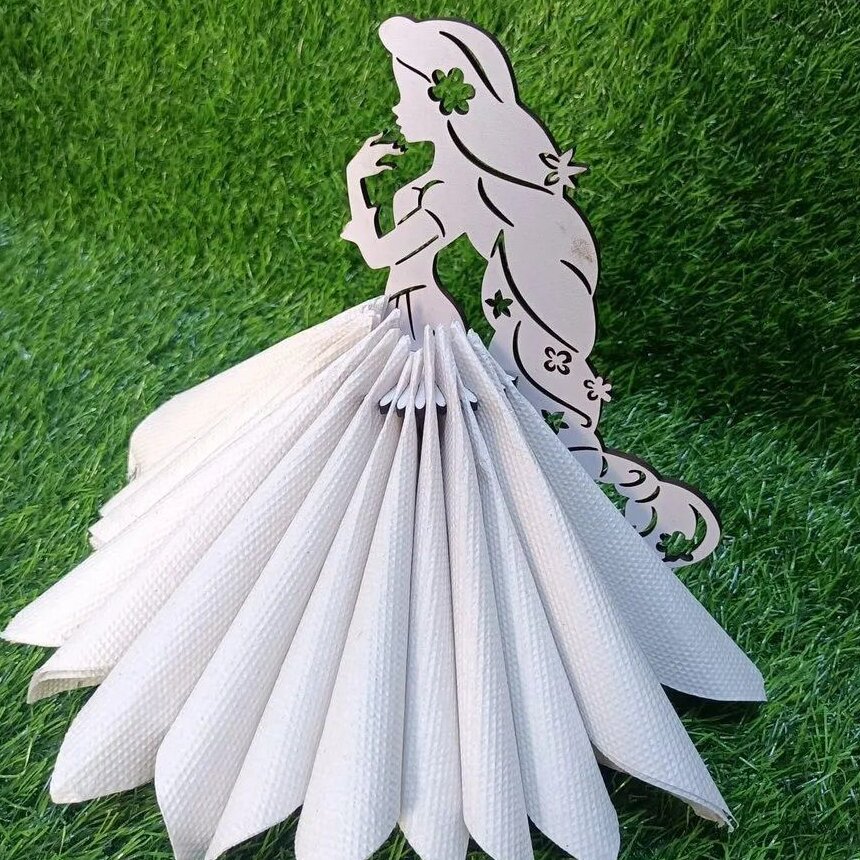 Intra απο ξύλο plywood 3mm-4mm πάχος – Κορίτσι με φλοράλ ξύλο θήκης χαρτοπετσέτας μαλλιών 45x50 cm INTRAVECTRY-MY543442