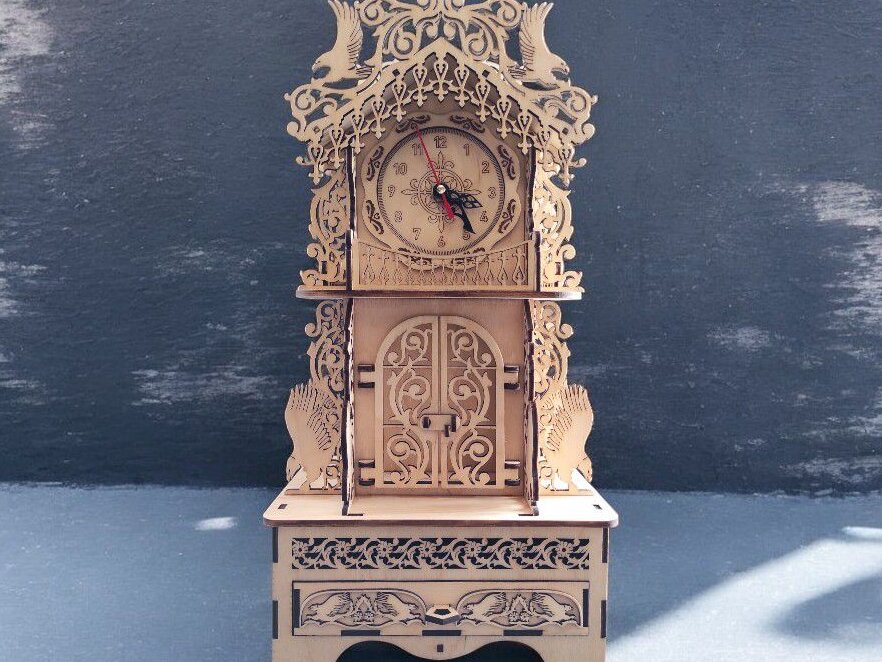 Σετ των 3 Intra απο ξύλο plywood 3mm-4mm πάχος – Ξυλογλυπτικό ρολόι 12x15 cm INTRAVECTRY-MY559983