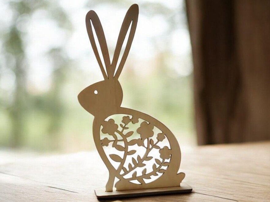 Σετ των 2 Intra απο ξύλο plywood 3mm-4mm πάχος – Διακόσμηση Κεντρικού Τραπεζιού Ανοιξιάτικο Κουνέλι 25x30 cm INTRAVECTRY-MY542906