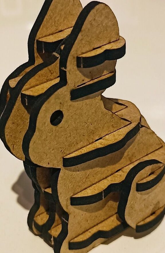 Σετ των 3 Intra απο ξύλο plywood 3mm-4mm πάχος – ξύλο 3D Ξύλινου Μοντέλου DXF Bunny Rabbit 40x40 cm INTRAVECTRY-MY545116