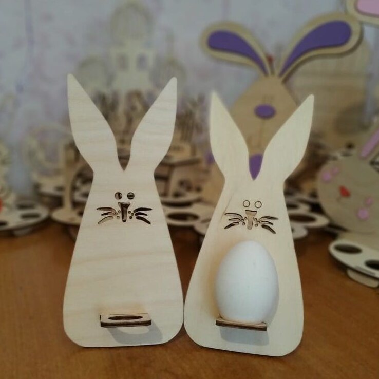 Σετ των 3 Intra απο ξύλο plywood 3mm-4mm πάχος – Πασχαλινό χαριτωμένο λαγουδάκι αυγό σταντ ξύλο 45x50 cm INTRAVECTRY-MY547727