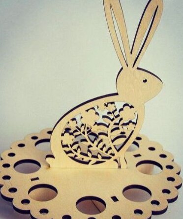 Σετ των 3 Intra απο ξύλο plywood 3mm-4mm πάχος – Πασχαλινός δίσκος αυγοθήκης κουνελιού 20x25 cm INTRAVECTRY-MY547732