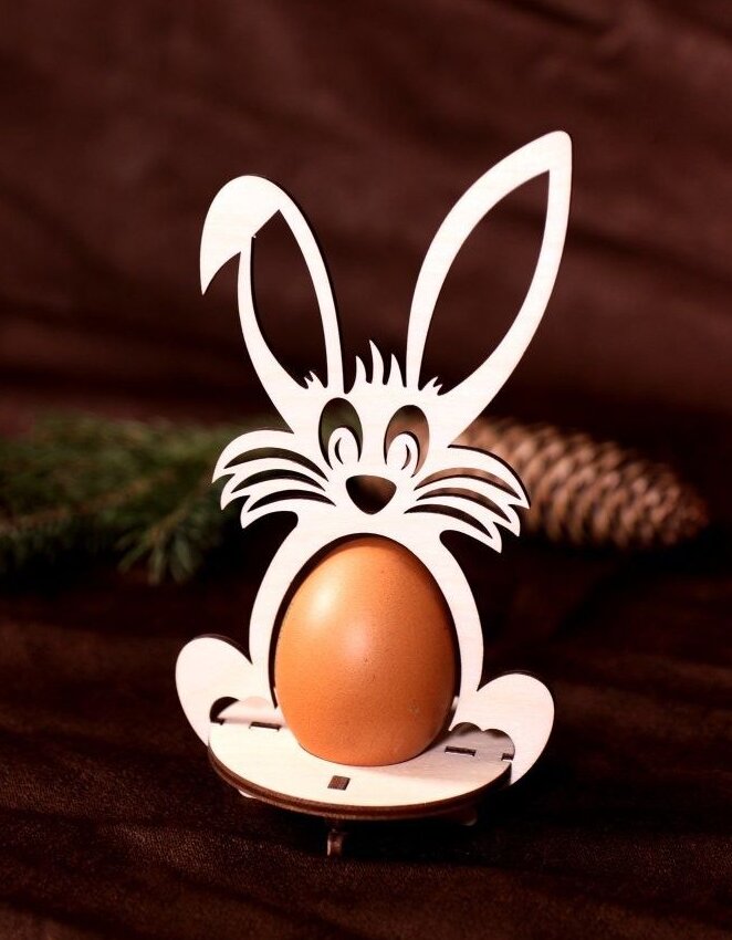 Σετ των 3 Intra απο ξύλο plywood 3mm-4mm πάχος – Πασχαλινό λαγουδάκι με θήκη για ένα αυγό 15x20 cm INTRAVECTRY-MY547736