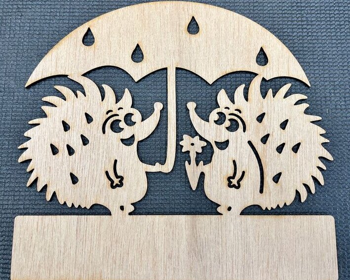 Σετ των 2 Intra απο ξύλο plywood 3mm-4mm πάχος – Hedgehogs κλειδοθήκη για ξύλο τοίχου 10x10 cm INTRAVECTRY-MY542951