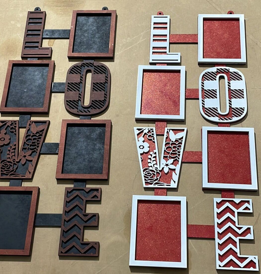 Σετ των 2 Intra απο ξύλο plywood 3mm-4mm πάχος – ξύλο κολάζ με κορνίζα τοίχου αγάπης 25x30 cm INTRAVECTRY-MY543587