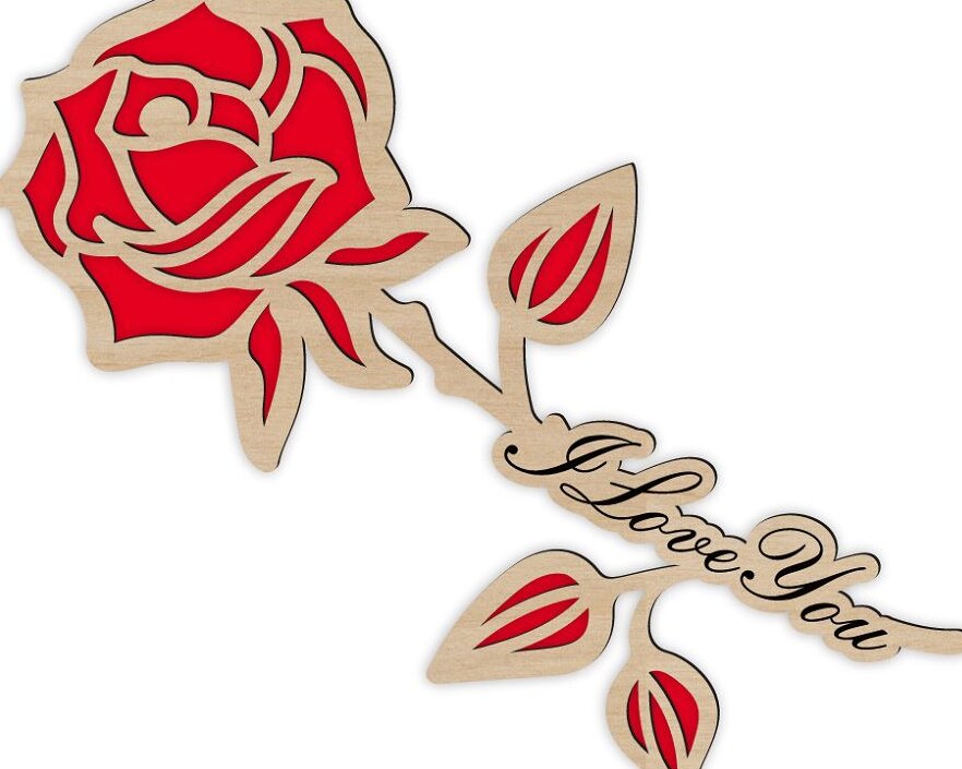 Σετ των 2 Intra απο ξύλο plywood 3mm-4mm πάχος – Ξύλινο ροζ ξύλο δώρου Valentines I Love You 20x20 cm INTRAVECTRY-MY543977