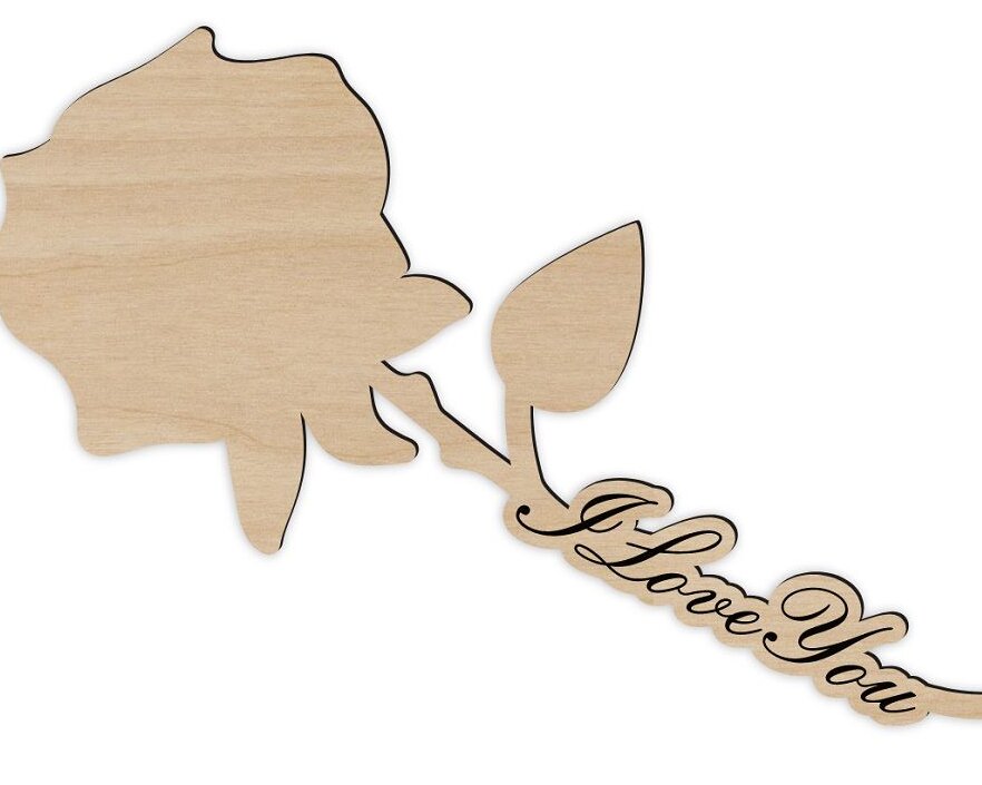 Σετ των 2 Intra απο ξύλο plywood 3mm-4mm πάχος – Ξύλινο ξύλο λουλουδιών I Love You 30x30 cm INTRAVECTRY-MY543960