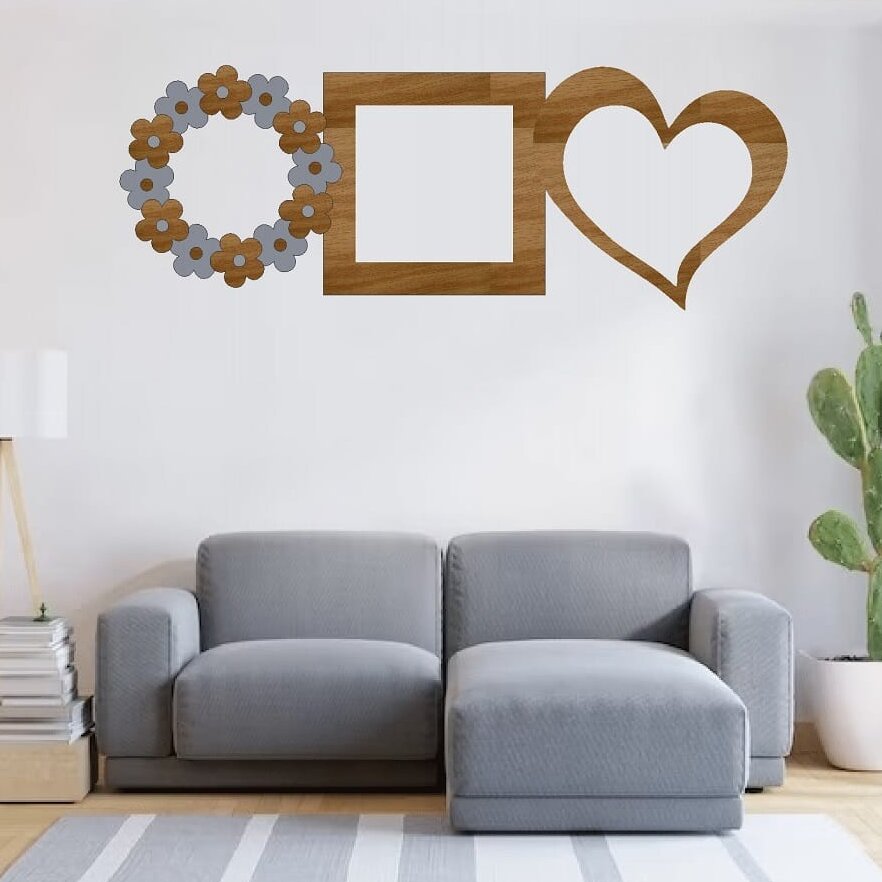 Σετ των 2 Intra απο ξύλο plywood 3mm-4mm πάχος – ξύλο οικογενειακής κορνίζας για την καρδιά και το στεφάνι 40x40 cm INTRAVECTRY-MY552928