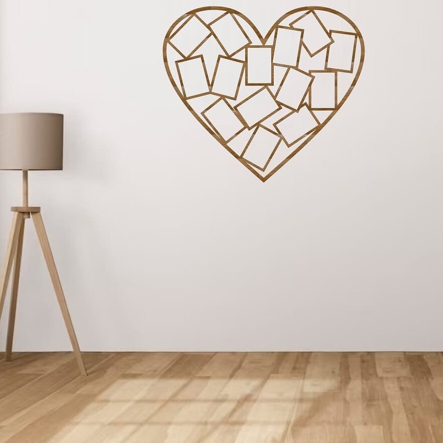 Σετ των 2 Intra απο ξύλο plywood 3mm-4mm πάχος – ξύλο καρέ κολάζ φωτογραφιών σχήμα καρδιάς 25x25 cm INTRAVECTRY-MY552932