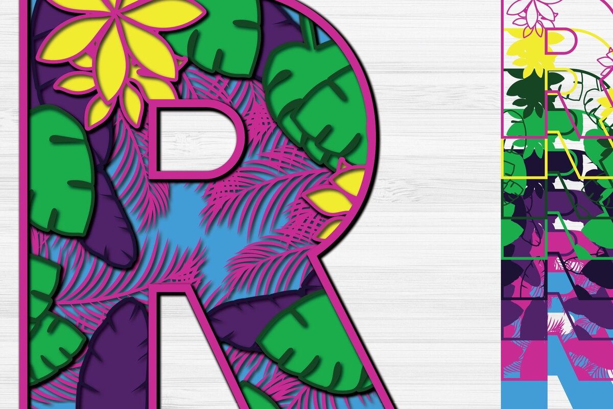 Σετ των 2 Intra απο ξύλο plywood 3mm-4mm πάχος – Summer Letter R Paper Cut Δίασταση  20x20 cm INTRAFABR-31293855