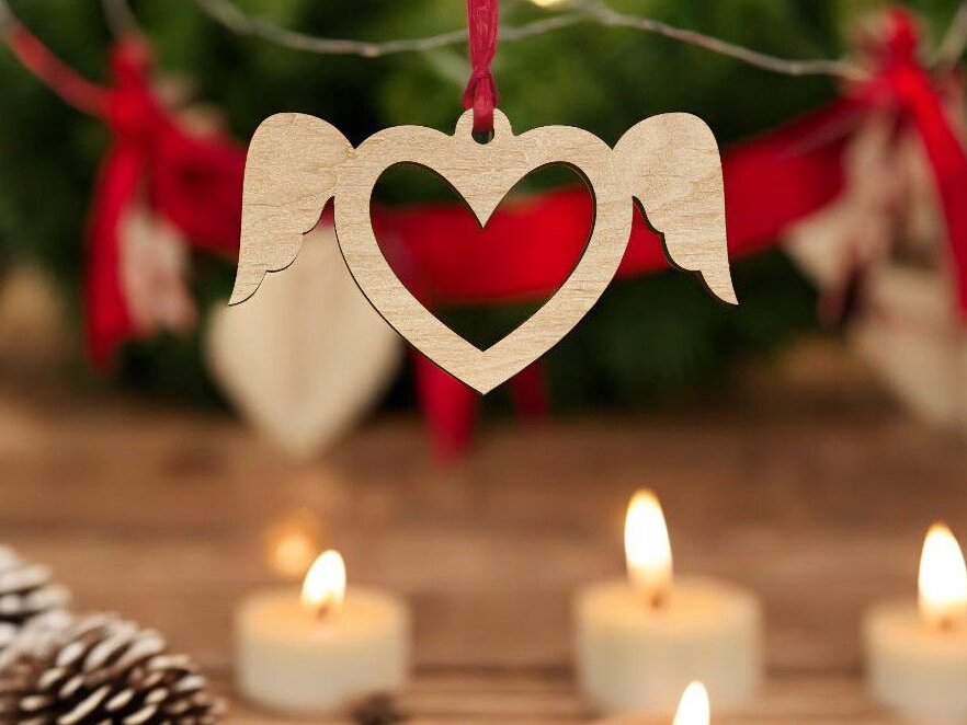 Σετ των 3 Intra απο ξύλο plywood 3mm-4mm πάχος – Στολίδι με φτερά αγγέλου 25x25 cm INTRAVECTRY-MY550721