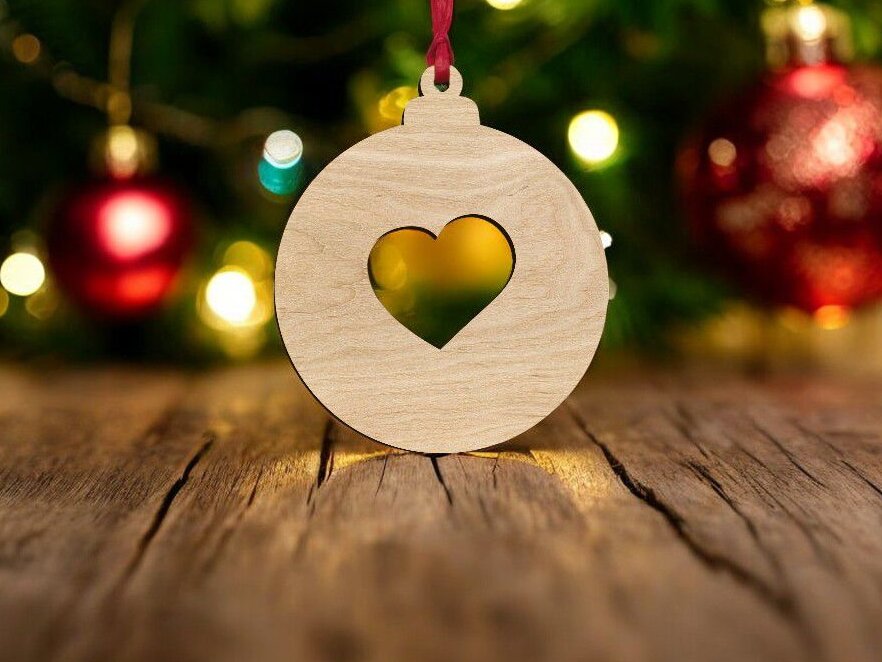 Σετ των 3 Intra απο ξύλο plywood 3mm-4mm πάχος – Χριστουγεννιάτικο μπιχλιμπίδι με καρδιά 20x20 cm INTRAVECTRY-MY552664