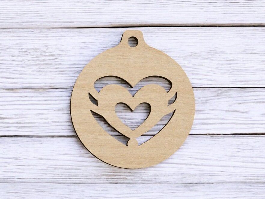 Σετ των 3 Intra απο ξύλο plywood 3mm-4mm πάχος – Καρδιά Χριστουγεννιάτικη μπάλα στολίδι 40x40 cm INTRAVECTRY-MY549094