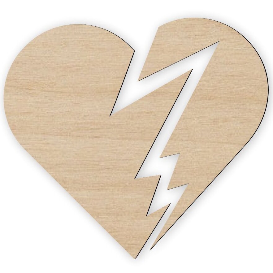 Σετ των 3 Intra απο ξύλο plywood 3mm-4mm πάχος – Ξύλινο Σχήμα Σπασμένης Καρδιάς για Χειροτεχνία και Διακοσμητικό ξύλο 30x30 cm INTRAVECTRY-MY561348