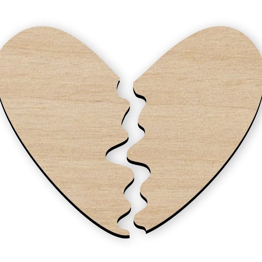 Σετ των 3 Intra απο ξύλο plywood 3mm-4mm πάχος – Ημιτελές ξύλο σχήματος χειροτεχνίας από ξύλο σπασμένης καρδιάς 25x30 cm INTRAVECTRY-MY543089