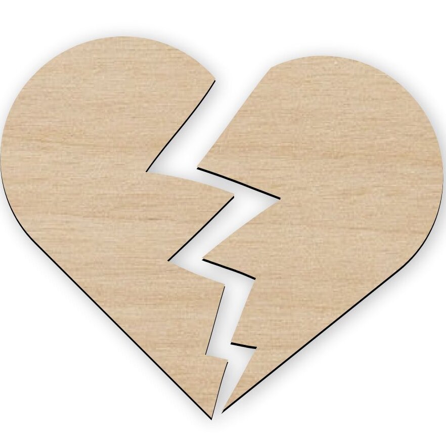 Σετ των 3 Intra απο ξύλο plywood 3mm-4mm πάχος – Χωρισμένη καρδιά με ξύλο αποκοπής ξύλινης χειροτεχνίας δύο τεμαχίων 25x30 cm INTRAVECTRY-MY543091