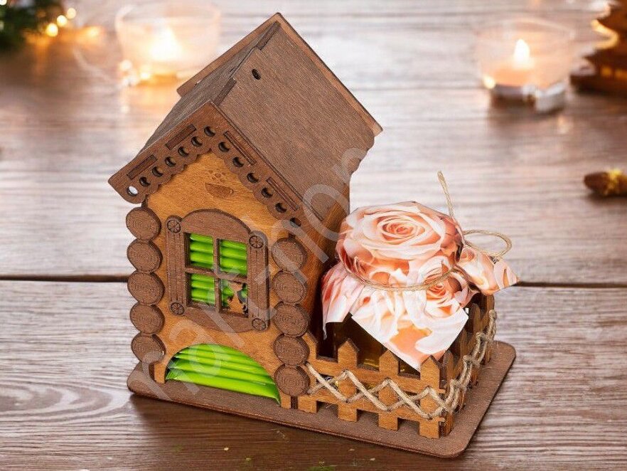 Intra απο ξύλο plywood 3mm-4mm πάχος – Τσαγιού με κουτί βάζων 40x45 cm INTRAVECTRY-MY543136