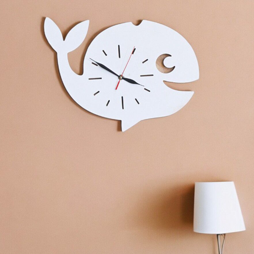 Intra απο ξύλο plywood 3mm-4mm πάχος – Χαριτωμένο ρολόι ψαριών Παιδικό ρολόι νηπιαγωγείου 30x30 cm INTRAVECTRY-MY543236