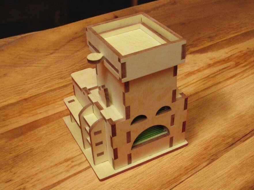 Intra απο ξύλο plywood 3mm-4mm πάχος – Ξύλινο Castle Tea Bag Organizer 15x15 cm INTRAVECTRY-MY544877