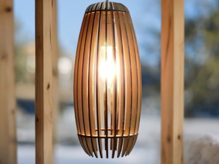 Intra απο ξύλο plywood 3mm-4mm πάχος – Φωτιστικό κρεμαστό με ξύλινο πηχάκι 30x35 cm INTRAVECTRY-MY557099