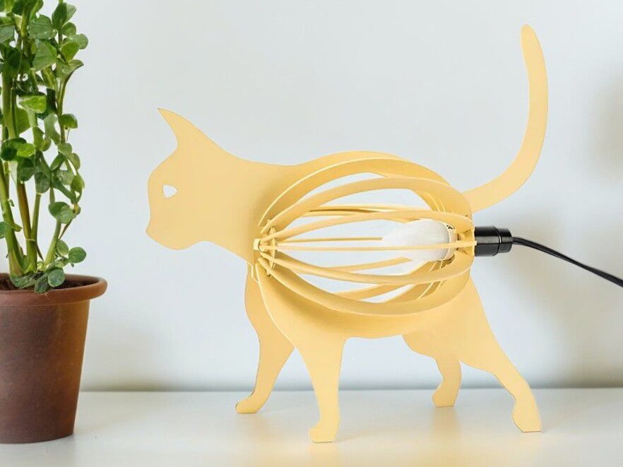 Σετ των 3 Intra απο ξύλο plywood 3mm-4mm πάχος – Ξύλινο επιτραπέζιο φωτιστικό σε σχήμα γάτας 25x30 cm INTRAVECTRY-MY545110