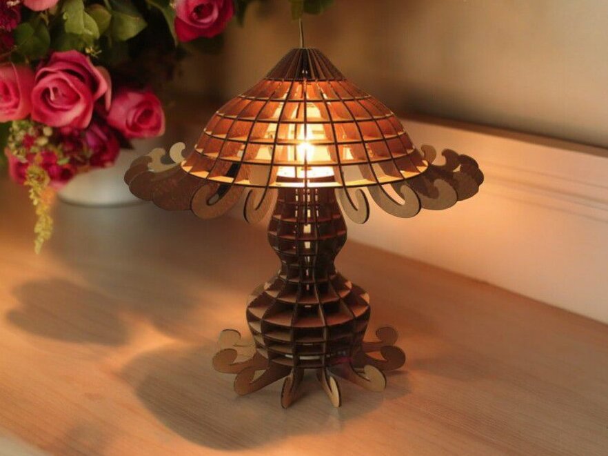 Intra απο ξύλο plywood 3mm-4mm πάχος – Κλασικό επιτραπέζιο φωτιστικό 40x40 cm INTRAVECTRY-MY543331