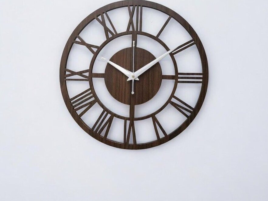 Σετ των 3 Intra απο ξύλο plywood 3mm-4mm πάχος – Κομψό ρολόι τοίχου από ξύλο 40x40 cm INTRAVECTRY-MY560015