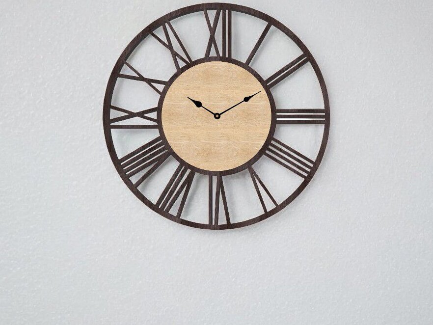 Σετ των 3 Intra απο ξύλο plywood 3mm-4mm πάχος – Ρολόι τοίχου με ρωμαϊκό αριθμό 50x60 cm INTRAVECTRY-MY560017