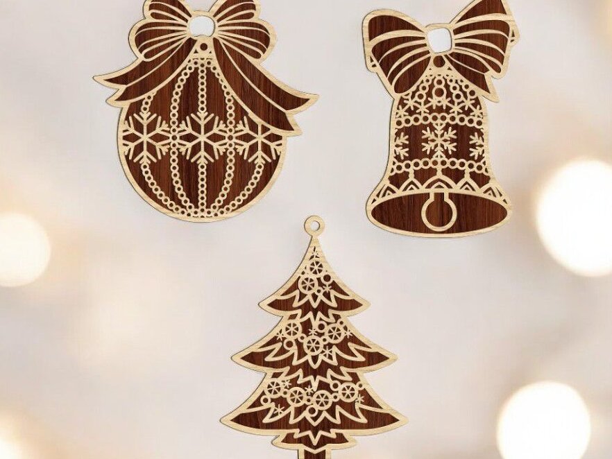 Σετ των 3 Intra απο ξύλο plywood 3mm-4mm πάχος – Χριστουγεννιάτικα Κρεμαστά Στολίδια 45x50 cm INTRAVECTRY-MY548581