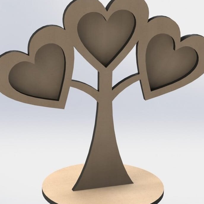 Σετ των 2 Intra απο ξύλο plywood 3mm-4mm πάχος – Heart Tree Three Pictures ξύλο κορνίζας 30x35 cm INTRAVECTRY-MY558548