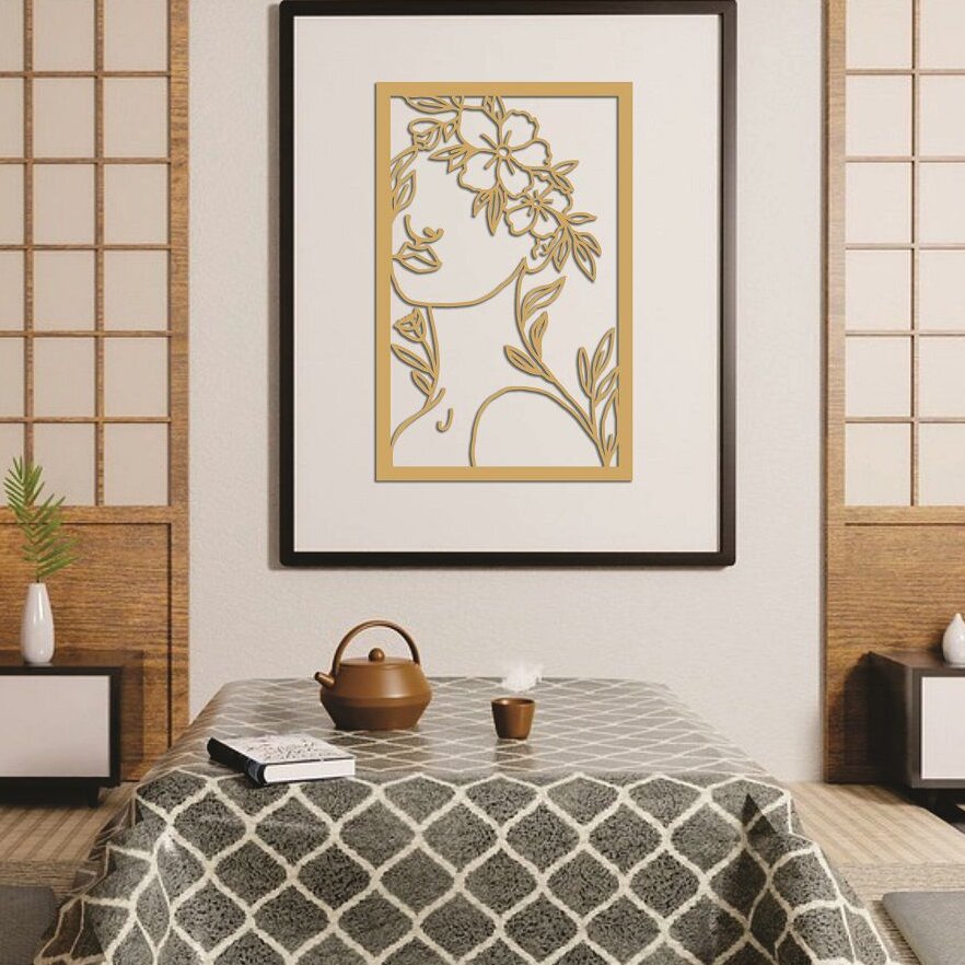 Intra απο ξύλο plywood 3mm-4mm πάχος – Τέχνη τοίχου Flower Woman 25x25 cm INTRAVECTRY-MY551896