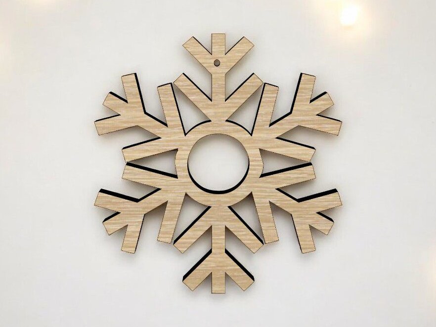 Σετ των 3 Intra απο ξύλο plywood 3mm-4mm πάχος – Ξύλινο μενταγιόν στολίδι με νιφάδα χιονιού 40x40 cm INTRAVECTRY-MY560049