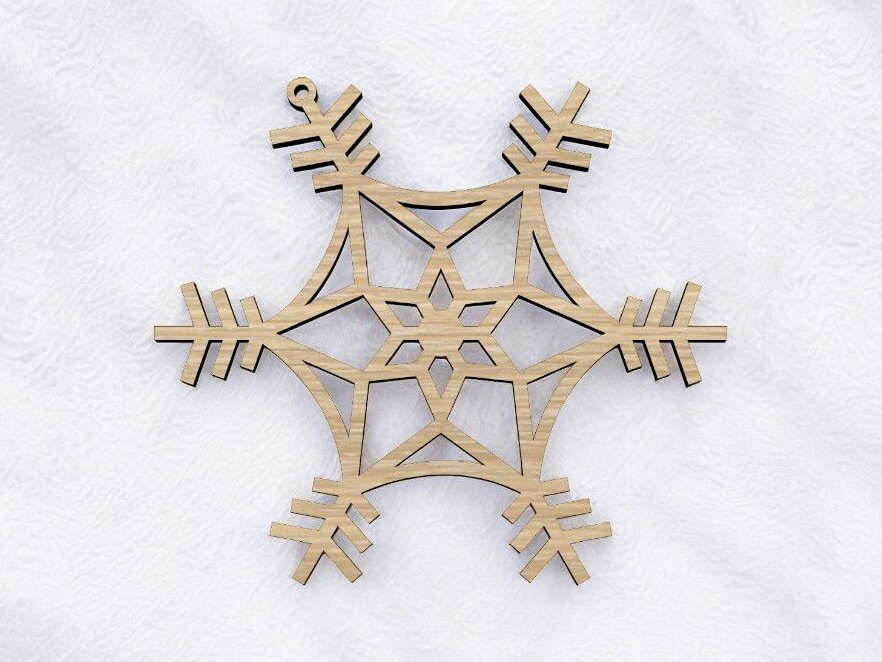 Σετ των 3 Intra απο ξύλο plywood 3mm-4mm πάχος – Ξύλινο χριστουγεννιάτικο στολίδι με νιφάδες χιονιού 30x35 cm INTRAVECTRY-MY560053