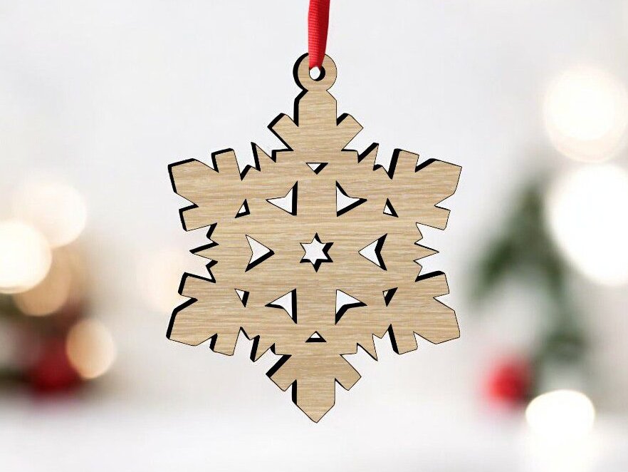 Σετ των 3 Intra απο ξύλο plywood 3mm-4mm πάχος – Ξύλινο Star Snowflake 30x30 cm INTRAVECTRY-MY550356