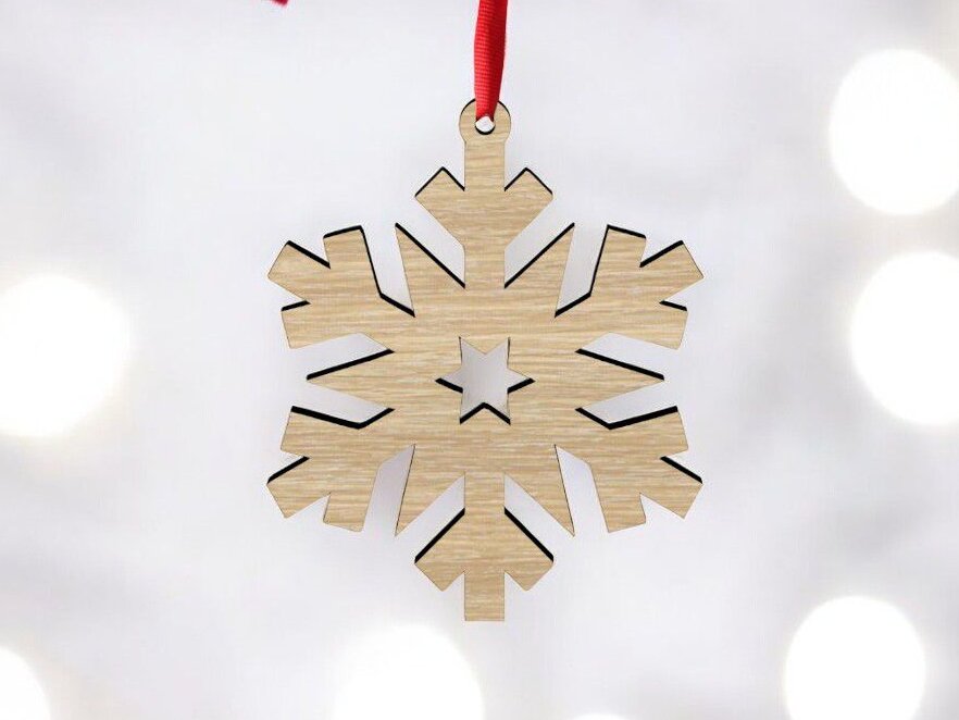 Σετ των 3 Intra απο ξύλο plywood 3mm-4mm πάχος – Ημιτελές ξύλινο στολίδι με νιφάδες χιονιού 12x15 cm INTRAVECTRY-MY559230