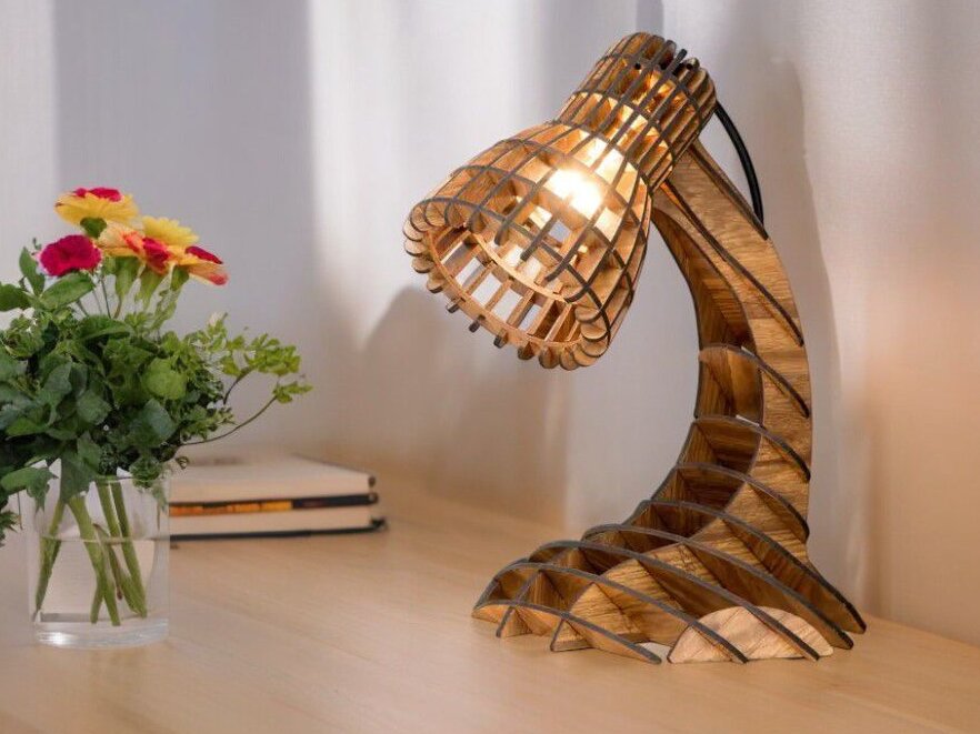 Σετ των 3 Intra απο ξύλο plywood 3mm-4mm πάχος – Ξύλινο Φωτιστικό Επιτραπέζιου Βάσης 25x25 cm INTRAVECTRY-MY552916