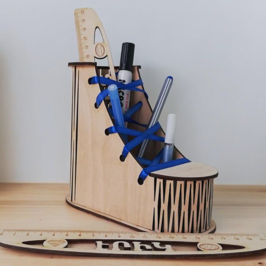 Σετ των 2 Intra απο ξύλο plywood 3mm-4mm πάχος – Unique Boot Shape Desktop Organizer 50x60 cm INTRAVECTRY-MY543540