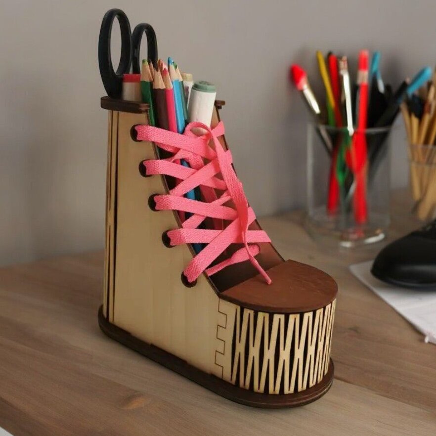 Σετ των 2 Intra απο ξύλο plywood 3mm-4mm πάχος – Αξεσουάρ γραφείου σχήματος παπουτσιού 45x50 cm INTRAVECTRY-MY543542